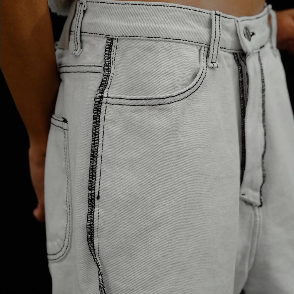 Source Unknown Reverse Stitched Jeans, Washed Whi… - image 8